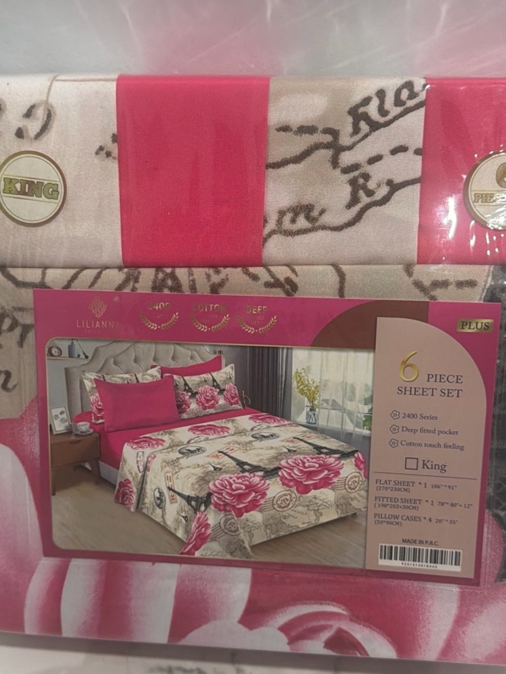 Liliana Pink and Cream Floral King Sheet Set